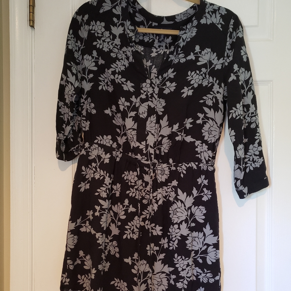 EUC Gap Factory Black Floral Tunic Style Dress
